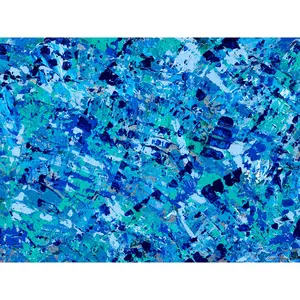 "Beach Dreams 2" – A Layered Blue Abstract Painting in a Modern White Frame | 13 3\8x 173\8  Inches