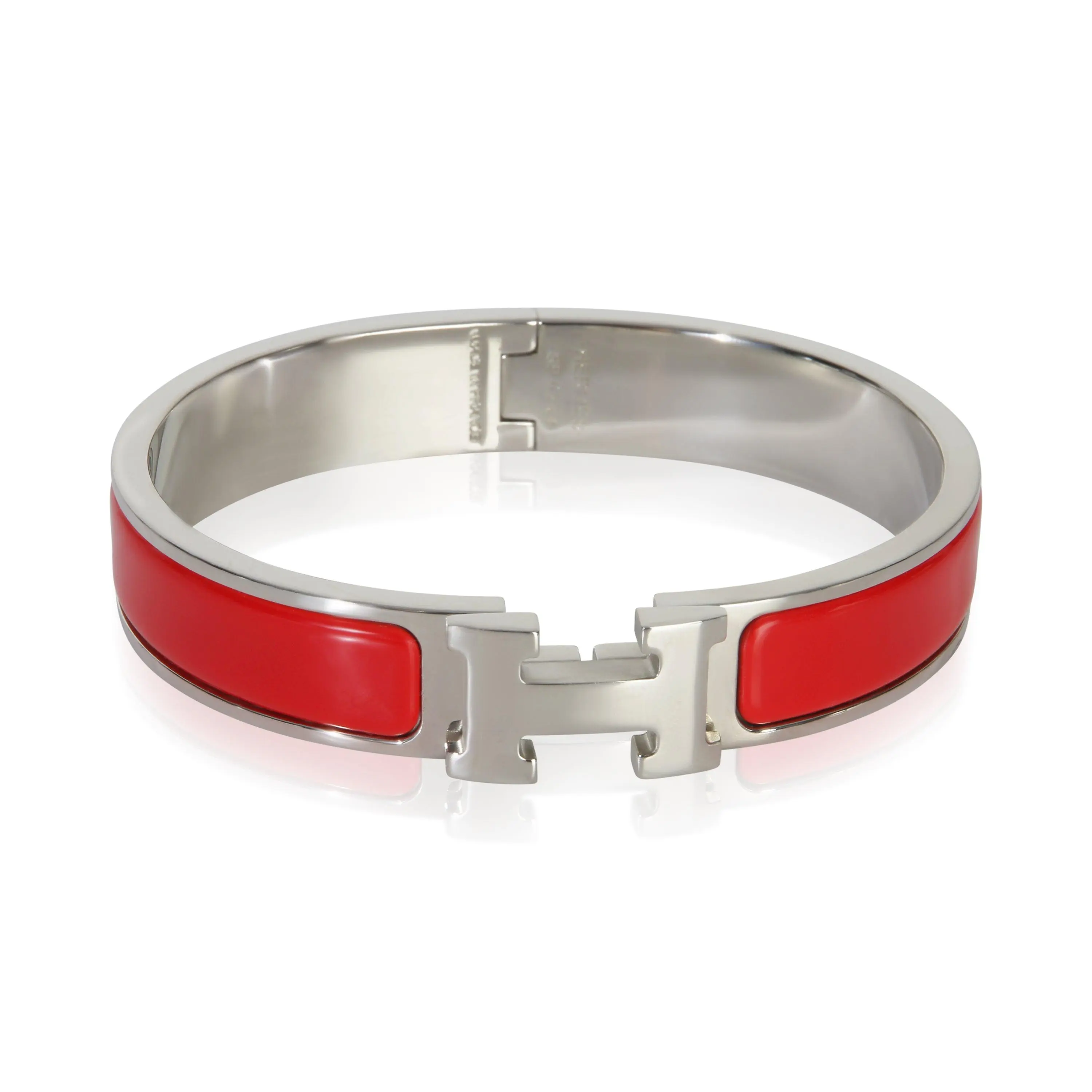 Pre-owned NY156341 Hermes Clic H Bracelet In Rouge Amarante