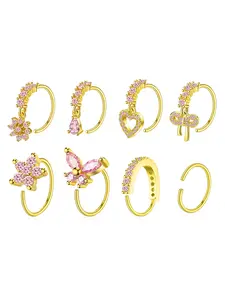 Hoop Nose Rings for Women Nose Piercings 20G Stainless Steel Nose Rings Hoops Heart Butterfly Flower Bow Teardrop Double Nose Hoops Gold Silver Pink Clear CZ Nose Piercing Jewelry Body Piercing Jewelry
