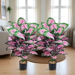 Large UV Resistant Artificial Greenery Set, Fake Indoor Plants, 2 Pieces with 48 Leaves, without pot, Ideal for Indoor Outdoor Decor, Weddings, Christmas, Valentine's Day