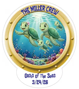 Turtle Family Cruise Door Magnet 1-4 Baby Turtles – Large Reusable Printed Vinyl Magnet - Colorful Stateroom Identifier Sign Magnet - Ideal for Cabin Door & Fridge Decoration - Family Cruise Vacation Keepsake Gift