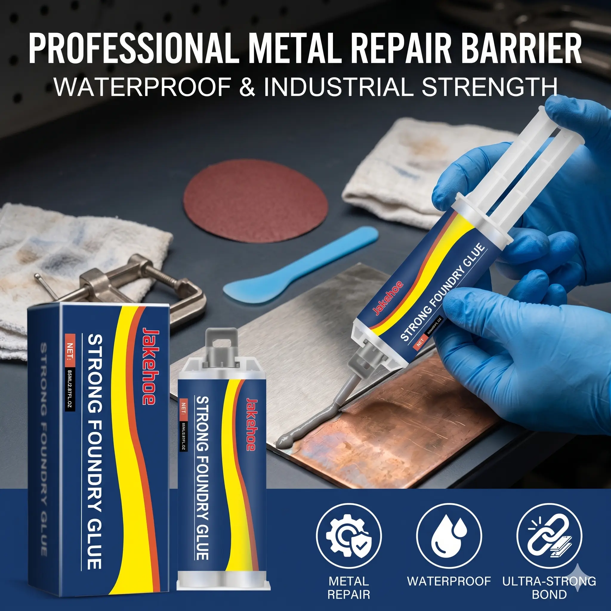 Metal Foundry Glue AB Glue Repair Agent for Stainless Steel Copper Aluminum Waterproof Metal Sealant