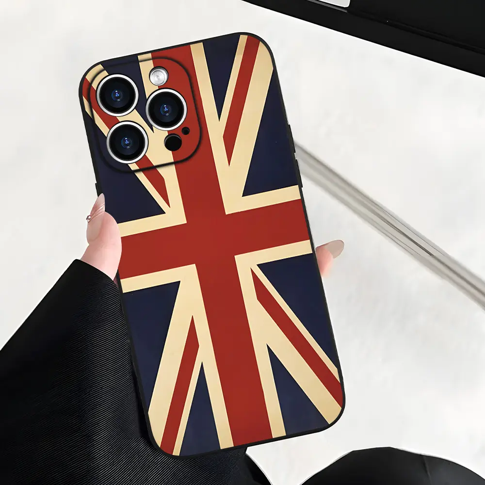 Union Jack Flag TPU Protective Cellphone Case - Flexible Casing, Frosted Finish, Camera Hole Protector, Compatible with iPhone 11-17 Pro/Pro Max, Smartphone Accessory for Protection