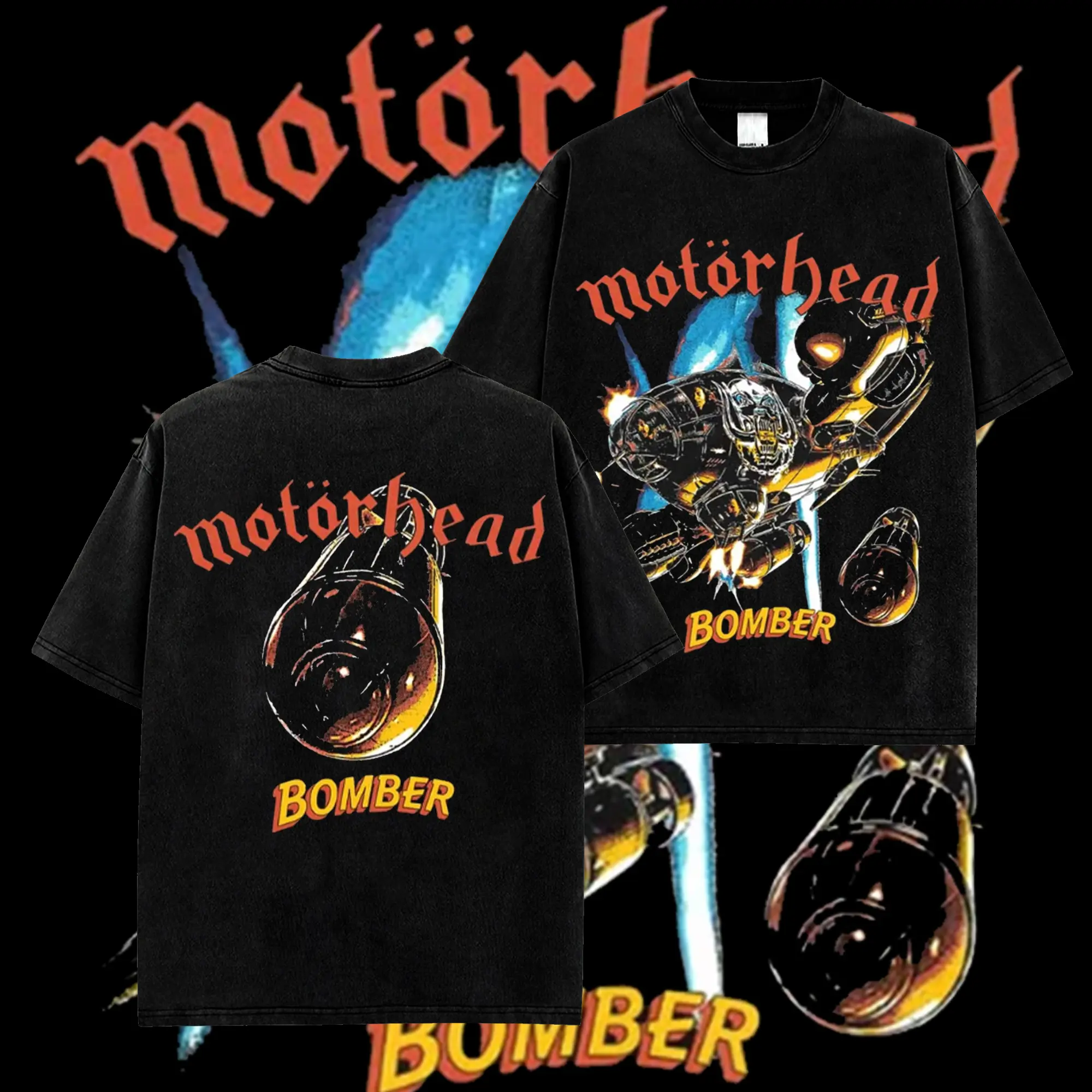 [MetalStyle] Motorhead Bomber Unisex 100% Heavyweight Cotton T-Shirt, Retro Y2K Heavy Metal rock Streetwear Top Classic Hoodie Tshirt, Rock Music Shirt, Alternative Streetwear Essential for Rock Lovers