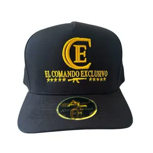 Trucker Hat Commando Exclusivo Embroidered Gold Logo Black Mesh Back Adjustable Snapback Hat