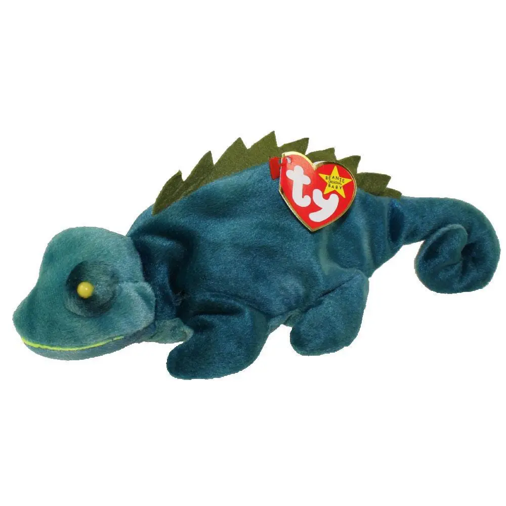 TY Beanie Baby - IGGY the Iguana (dark fabric w/ spikes) (9.5 inch) (1997) MWMTs