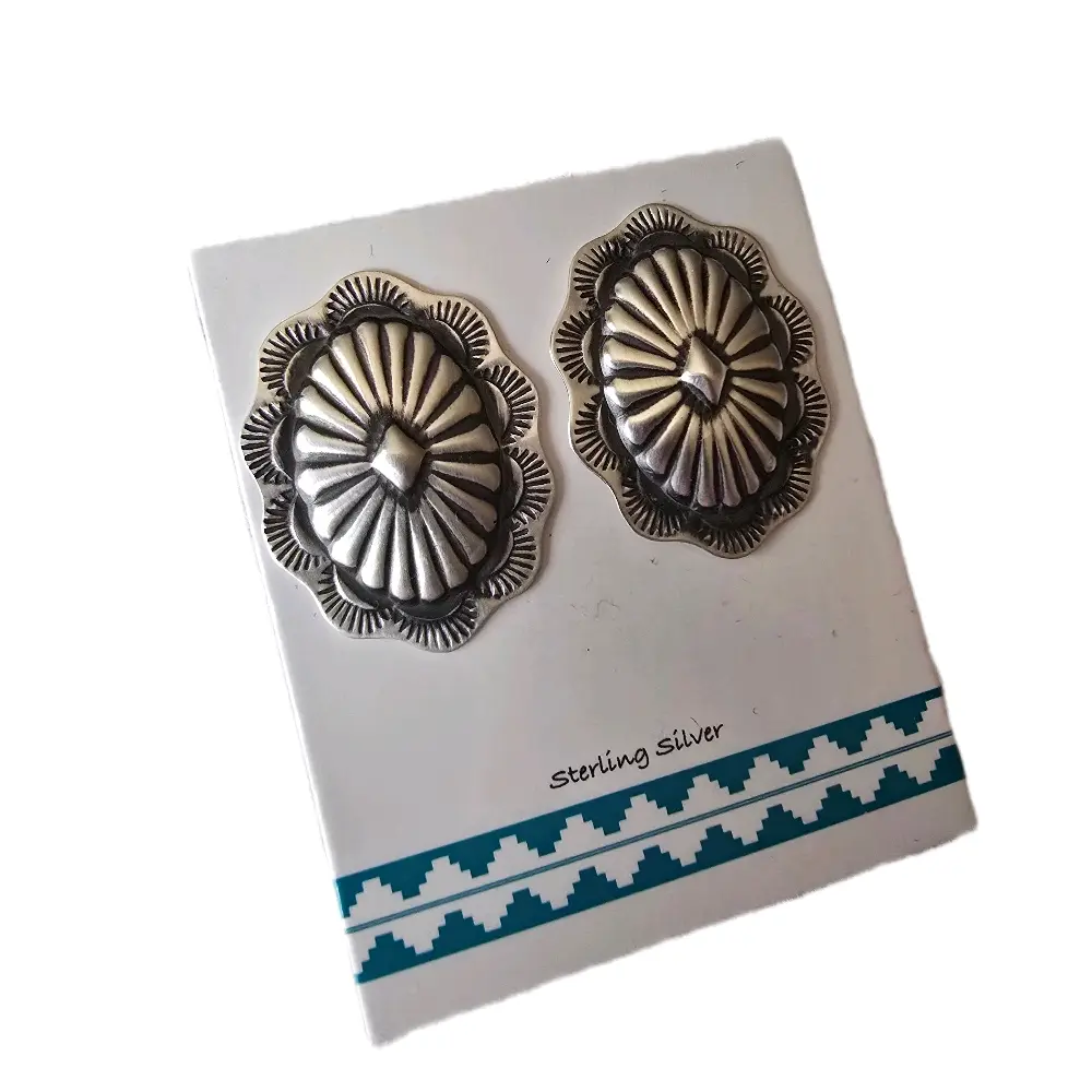 Sterling Silver Concho Earrings