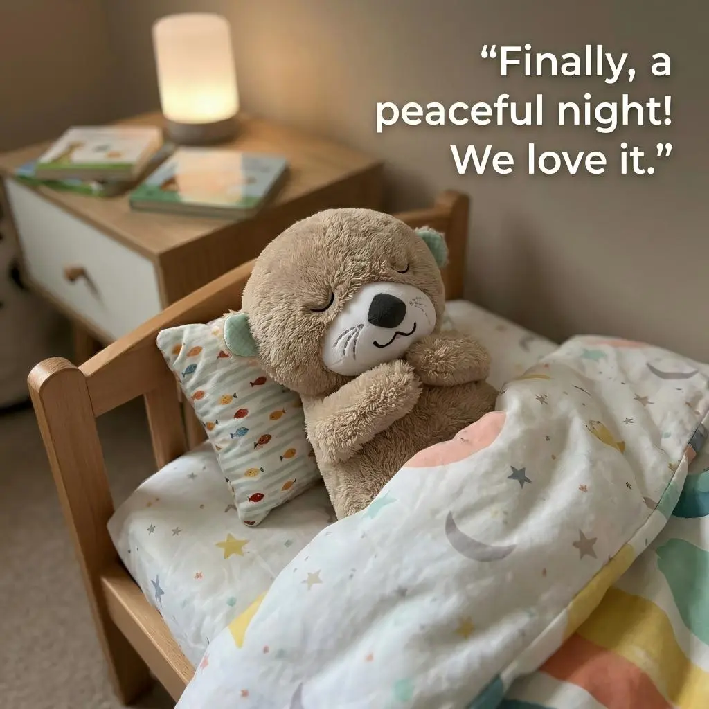 (Rhythmic Breathing Motion)Sound Machine Breathing Otter Plush Toy with Rhythmic Movements & Music for Baby Sleep - Gentle Hug & Four Gear Adjustment for Soothing & Relaxation