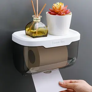 Wall-mounted toilet paper holder with drawer - Toilet paper box, suitable for bathroom organization and storage