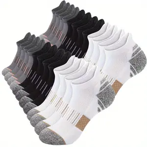 6/11 pair Men and Women's Ankle Socks, Bottom Sports Socks, Knitted Boat-shaped Socks, Anti-slip, Breathable, Comfortable, Cushioned Sports Socks, Low-waist Men's Socks