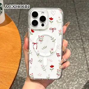 Girly Magnetic Case for iPhone11/12/13/14/15/16/17/promax, Petal Bow Whimsy MagSafe Ready, Slim Fit, Drop-Proof | Perfect for Soft Girl Aesthetic