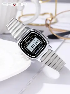 SANDA 6053 LuXury DigitaTWatch for Women Elegant Waterproof Sports LED Display Timer Waterproof An alarm clock Wristwatches Clock,Fashionable Waterproof Watch with Luminous & Alarm & Calendar Function, Waterproof Multifunctional Watch with Box