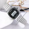 SANDA 6053 Square Digital Watch for Women, Waterproof Sports Wristwatch with LED Display and Timer, Fashionable Stylish Watch, Stainless Steel Wristwatch with Luminous, Alarm and Calendar, Multifunctional Watch with Gift Box