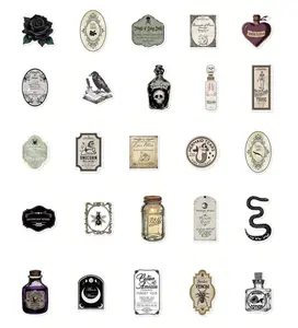 Gothic Apothecary Vintage Magic Potion Sticker Labels - 50pcs for Notebook Luggage Cup Decoration - Perfect for Back to School & Gothic Aesthetics Enthusiasts
