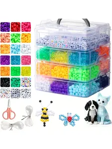 5200 Letter Beads and 17 Color Pony Beads Set, Stackable Box Handmade Bracelet Kit, Alphabet Beads, Jewelry Making, Friendship Bracelet, Hair Accessories