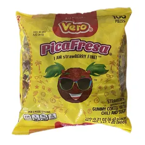 Vero PicaFresa | Strawberry flavored Gummy coated with chili and sugar , 100 pieces