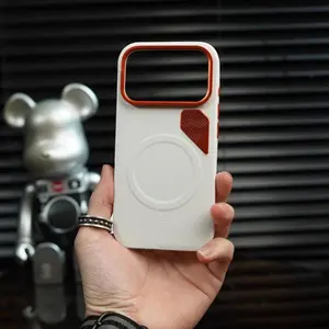 Golden Armor Magnetic Cooling Case for iPhone 17 Pro Max, High-end Plain Leather iPhone 16 Pro, Simple Solid Color