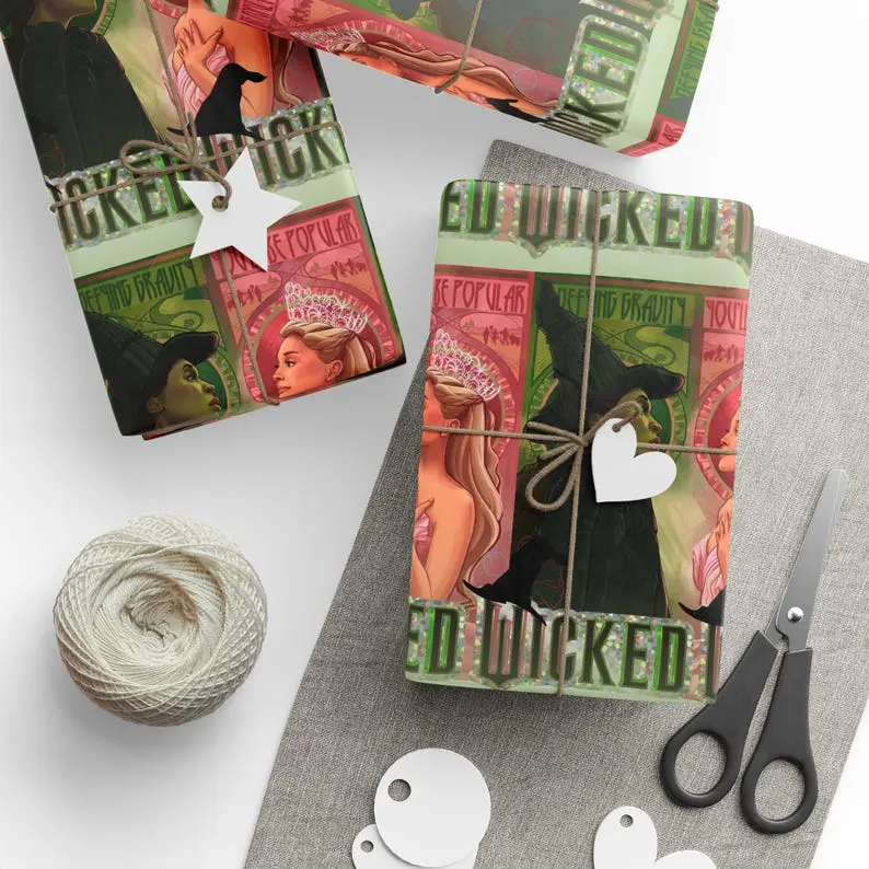 Wicked  Festive Wrapping Paper, Wicked for Good Unique Gift Wrap, Holiday Packaging, Birthday Wrap, Eco-Friendly Gift Wrap