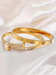 fashionable stainless steel bangles bracelets for women & men, elegant all-match jewelry for girls gift, female classic fashion accessories for daily wear, mother's day gift, exquisite bracelet