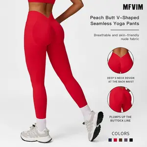 MFVIM Women’s High-Waist Athleisure Fitness Leggings - Solid Color, High Elasticity, Breathable Skinny Sports Leggings for Gym & Yoga, Seamless Yoga Pants, Gym Clothes Women Activewear