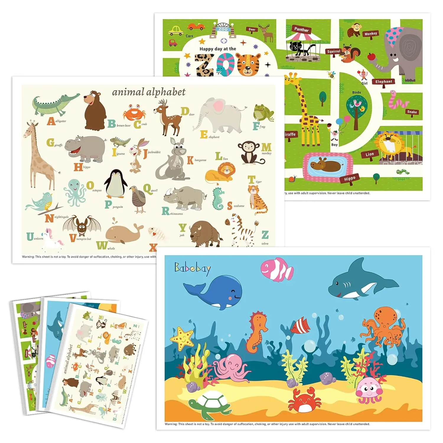 Disposable Placemats for , 60 Pack Sticky  Placemat for Restaurants, Dining Table, Party, Travel, 12" x 18" with 3 Designs