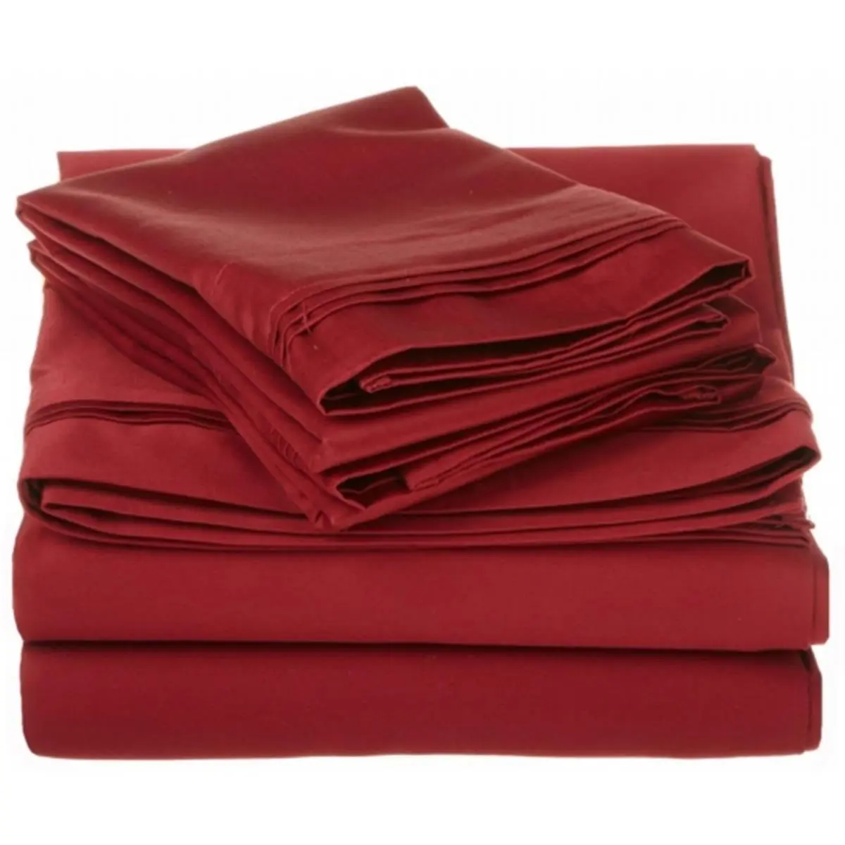 212 MAIN Queen Size 4-Piece Soft 1000 Thread Count 100% Egyptian Cotton Solid Burgundy Bedding Sheet Set - Bedsheet Sets
