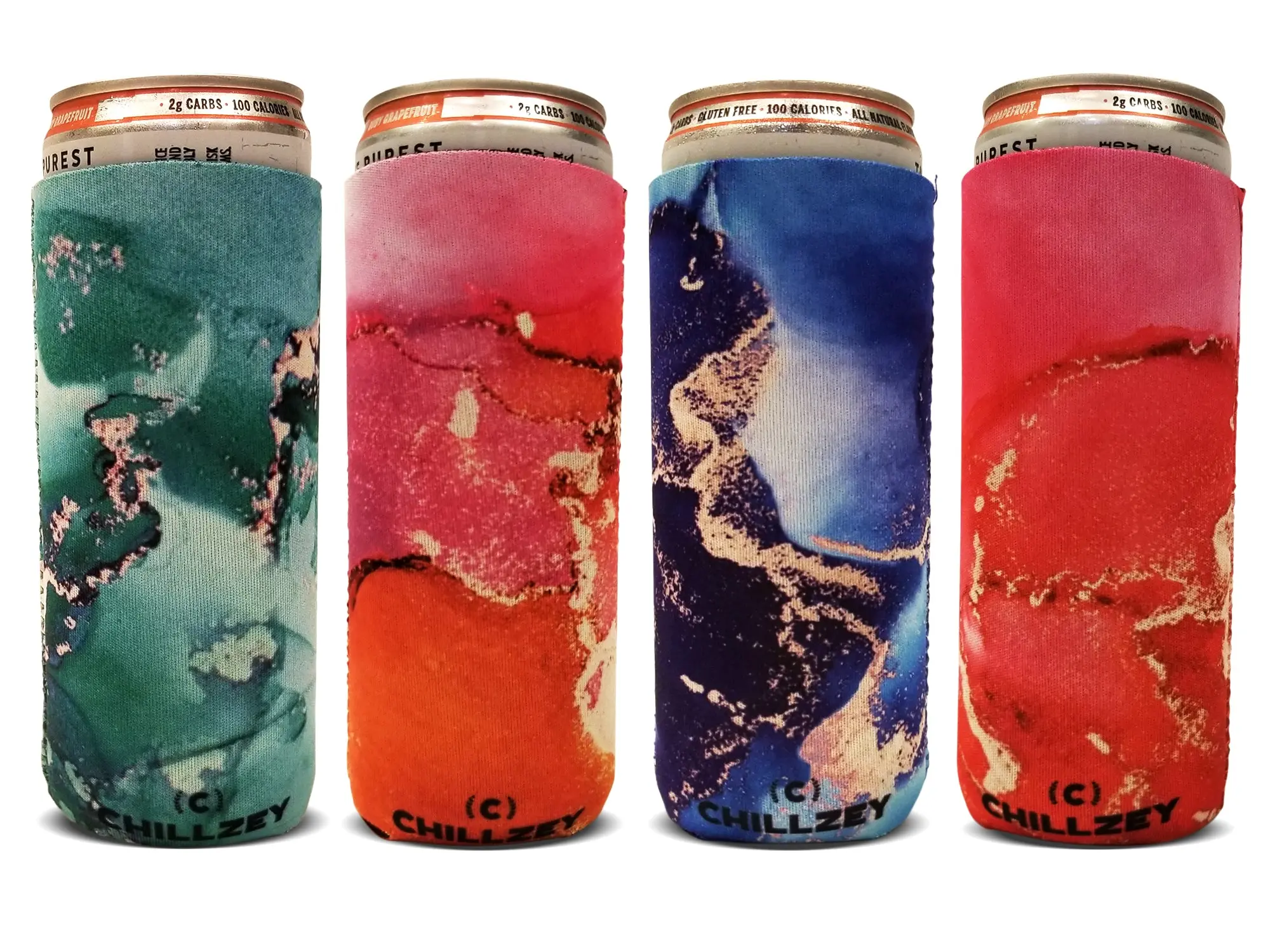 CHILLZEY - 12oz Slim Can Cooler Neoprene Sleeves 4 pak