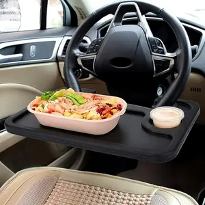 Car Steering Wheel Desk – Multipurpose Travel Tray for Laptop, Food & Work | Portable Car Table for Eating & Working | Universal Fit (Black)