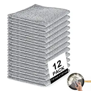 12 Pcs New Upgrade Steel Wire Dishcloth, Powerful Cleaning Non-Scratch Wire Dishcloth Rag for Cookware, Sinks, Dishes,Stove Tops
