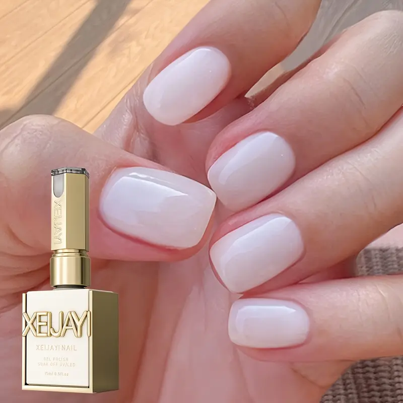 XEIJAYI M001 Solid Milky White Nail Gel Polish (15ml Picture Frame Bottle) - TPO&HEMA-Free, Alcohol-Free, LED Glossy Finish, Nail Care, 24-Month Shelf Life, LED Curing, Single Item for DIY Manicure & Salon Use