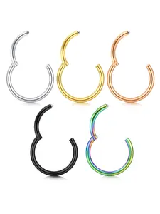 5pcs Simple Stainless Steel Nose Rings, Earring Body Jewelry for Party, Club, Casual Trendy Jewelry for Men & Women, Trendy All-match & Exquisite Jewelry for Birthday Gift, Clean Girl Jewelry, Nose Piercing Jewelry