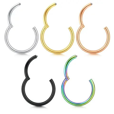 5pcs Simple Stainless Steel Nose Rings Set, Earring Body Jewelry for Party, Club, Casual Trendy Jewelry for Men & Women, Trendy All-match & Exquisite Jewelry for Birthday Gift, Clean Girl Jewelry, Chic Fashion Body Jewelry, Nose Piercing Jewelry