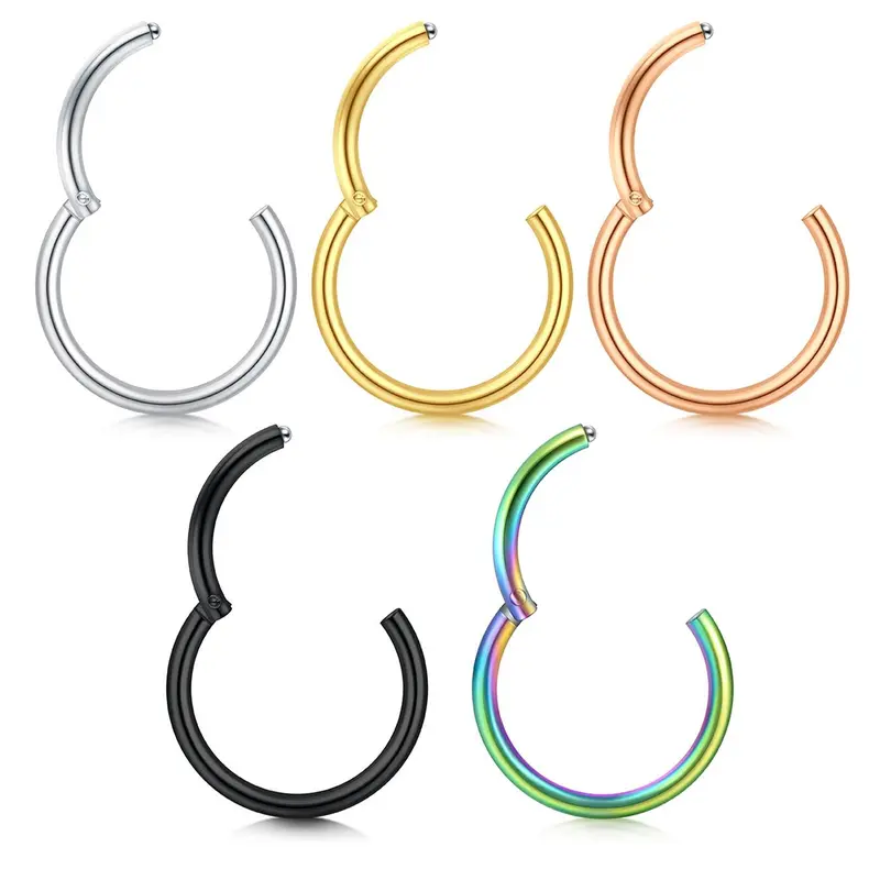 5pcs Simple Stainless Steel Nose Rings Set, Earring Body Jewelry for Party, Club, Casual Trendy Jewelry for Men & Women, Trendy All-match & Exquisite Jewelry for Birthday Gift, Clean Girl Jewelry, Chic Fashion Body Jewelry, Nose Piercing Jewelry