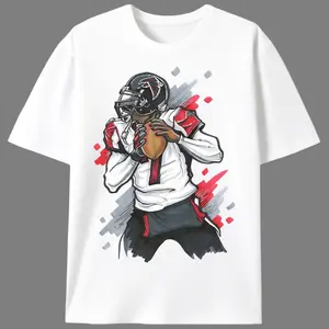 180g[100%cotton]Football Player Graphic Print Unisex T-Shirt, Sporty Streetwear Casual Short Sleeve Tee for Football Fans