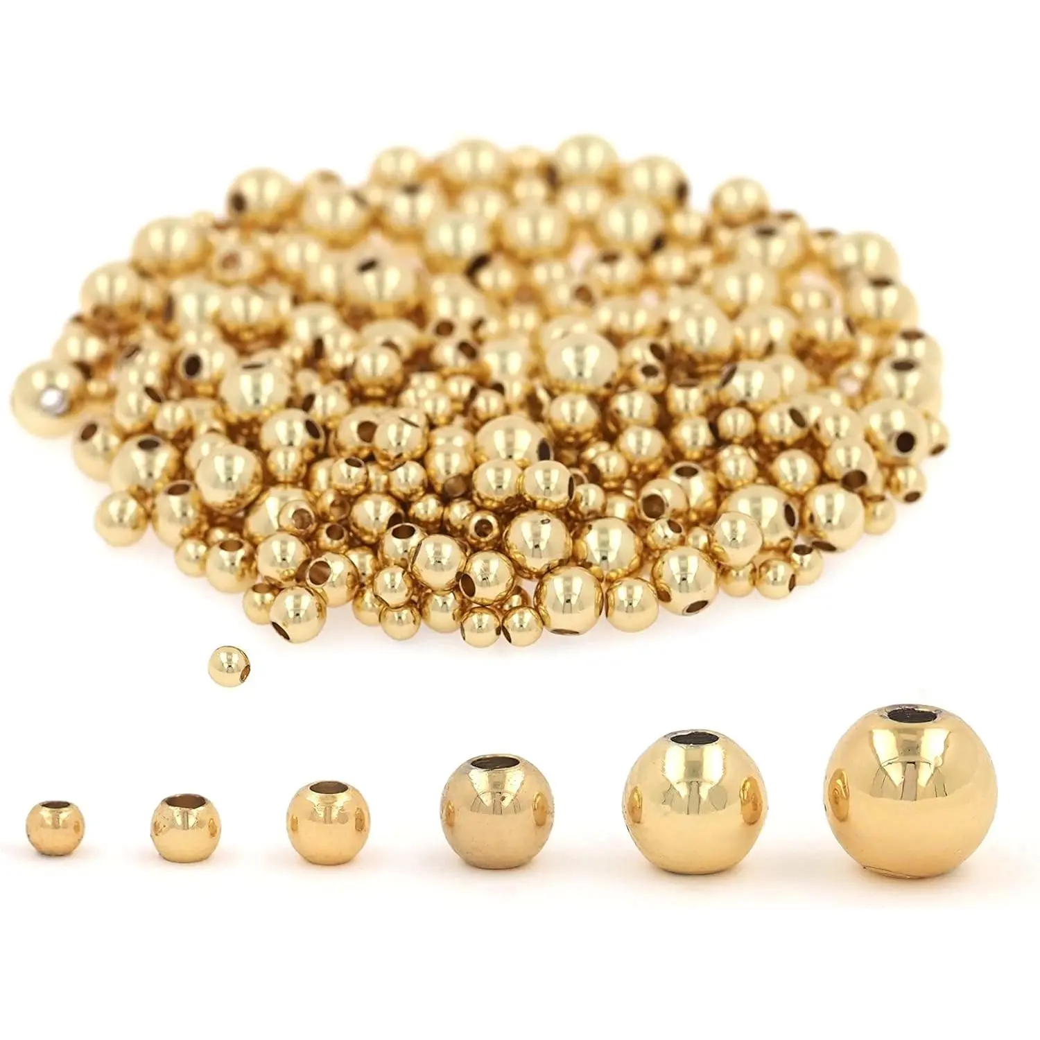 500 count 18K  Filled Spacer Beads,Durable Beads That Do Not Fade Easily Smooth Round Seamless Ball Brass Loose Metal for DIY Necklace Bracelet  Making (-2.5mm)