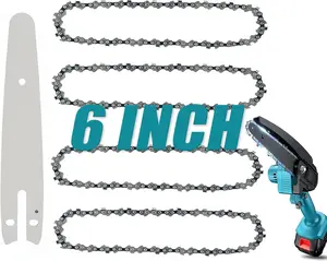 6 Inch  Chain, 4 count Replacement Chains with Bar for Almost 6-inch Cordless Electric Portable Mini Chainsaws, Durable Carbon 6Inch  Chains for Pruning Shears and