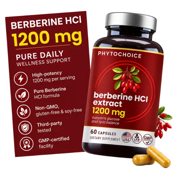 Pure Berberine | 1.2g Per Serving | 60 Vegan Capsules | Non-GMO | Made in USA | 2 per serving, 30 day supply