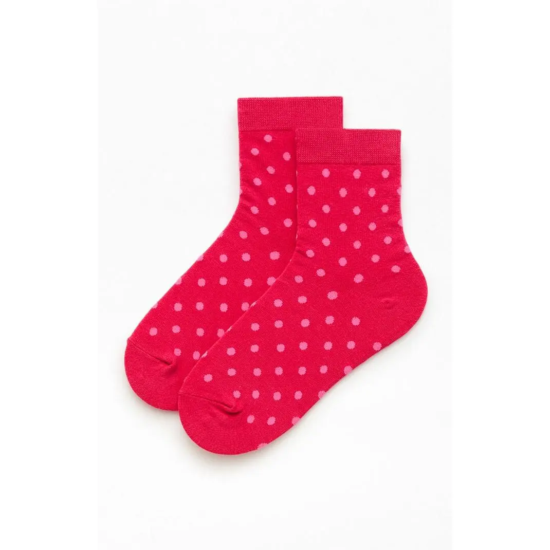 John Galt Women's Red Polka Dot Ankle Socks