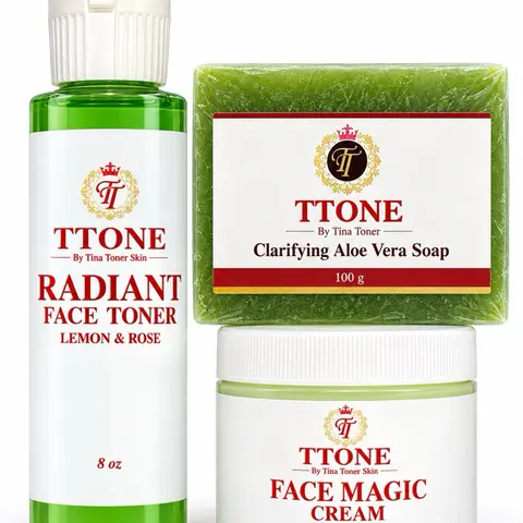 TINA TONER: Sample Travel size  Brightening Face cream MOISTURIZING .FAce TONER and soap Skincare Aloe Hydrate Aloe Vera, Moisturizer Rejuvenating, Lotion, Pack