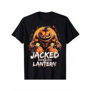 Muscular Pumpkin Halloween T-Shirt for Men Casual and Comfortable Design Available in Various Sizes Ideal for Parties and Workouts