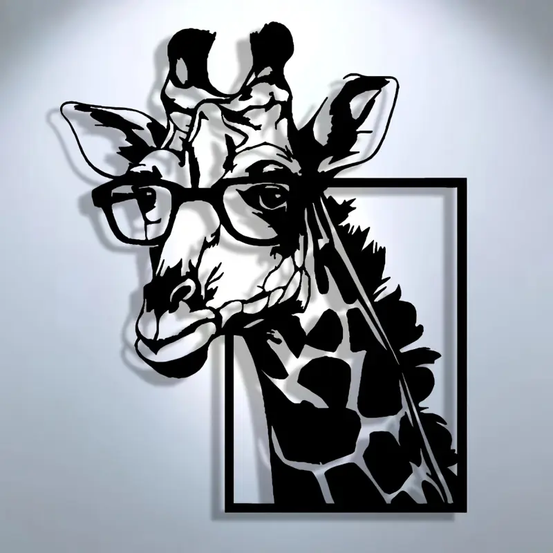 Elegant Giraffe Metal Wall Art Decor, Artistic Abstract Christmas Design, Modern Home Decor, Ideal for Office, Home, Bedroom, Kitchen, Bar, Perfect Gift for Animal Lovers!