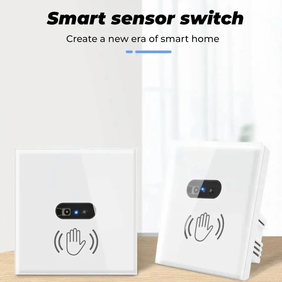 Modern Smart Infrared Motion-Sensor Switch, Glass Screen Panel, Auto On/Off Body Detection, Touch-Free Operation, Elegant Design, Energy-Efficient Home & Bathroom Gadget