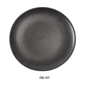 212 MAIN 7 in. Matte Glaze Porcelain Round Coupe Dinner Plates - Diamond Black, 36-Piece Black Dinnerware Set