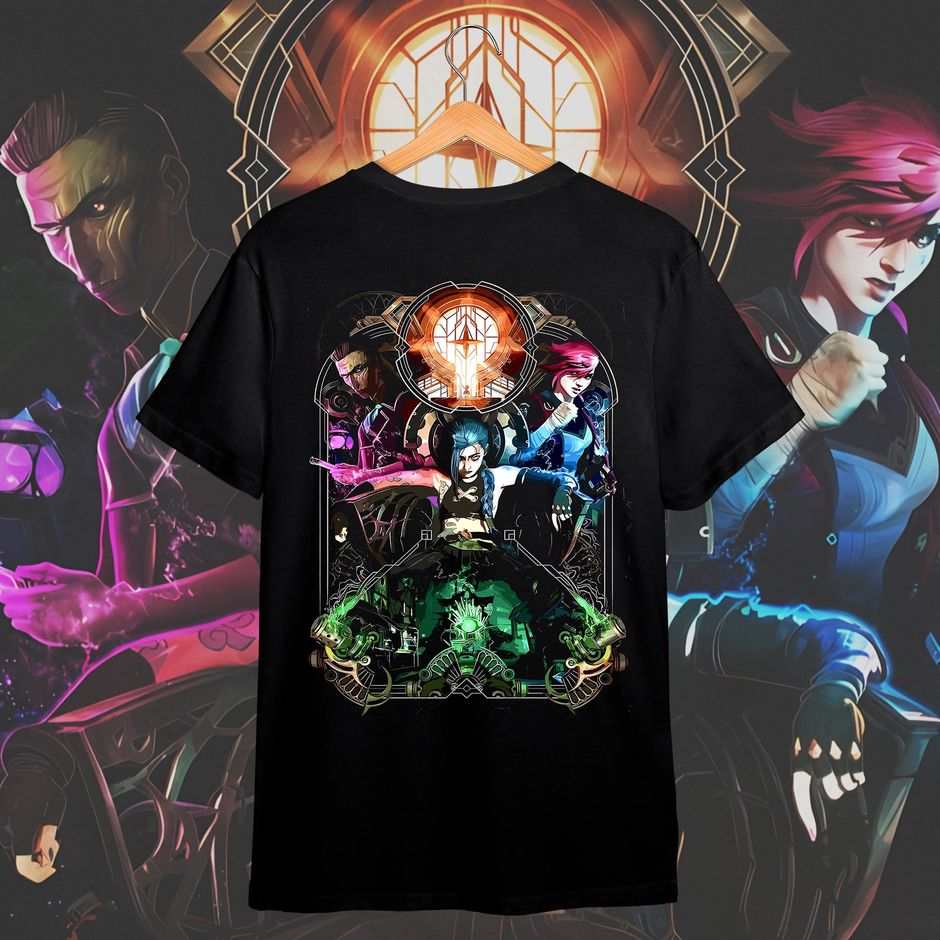 Jinx Arcane Graphic Tee, League of Legends Vintage T-Shirt, Chaos Girl Fan Shirt, Gaming Lover Apparel T072402