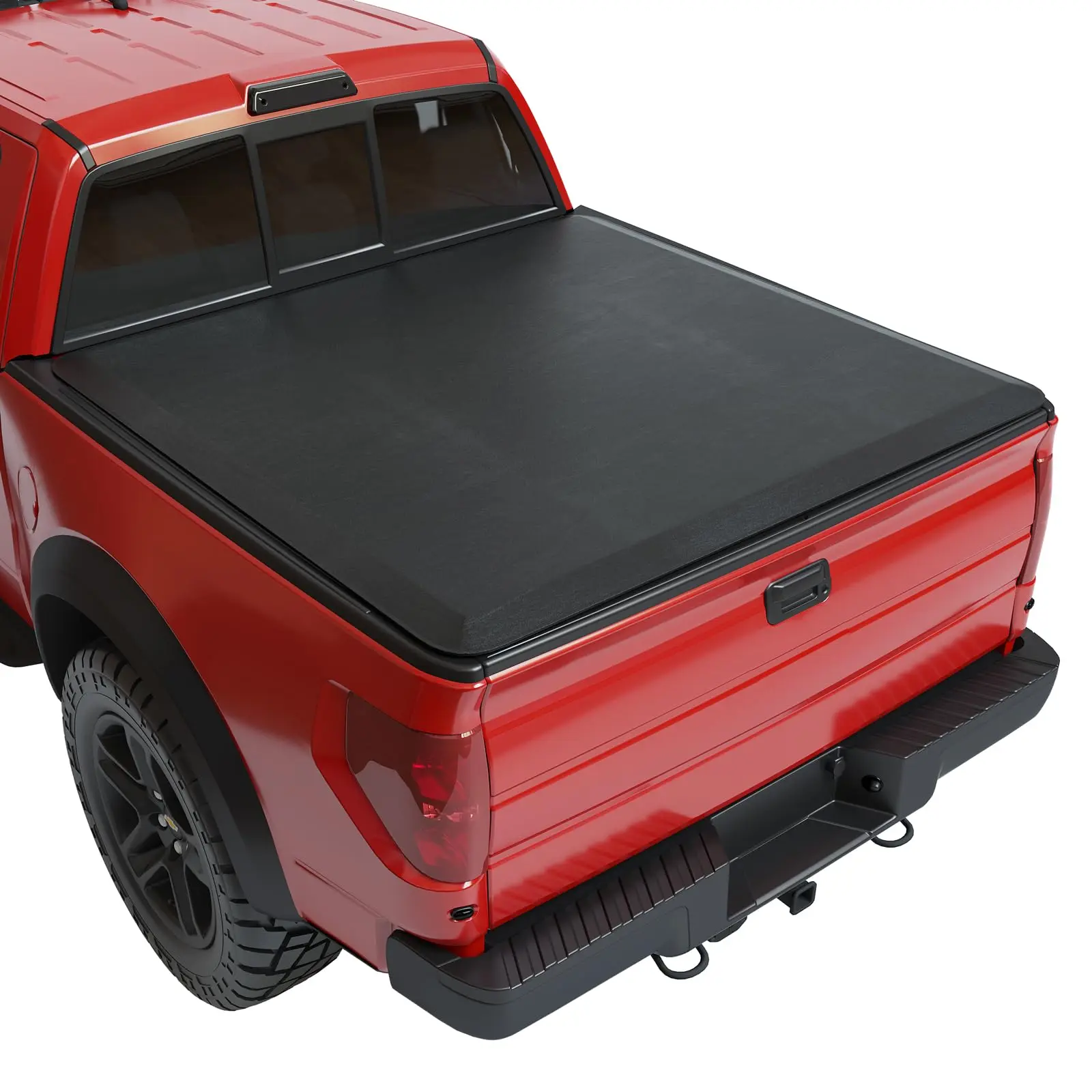 GARVEE Soft Quad Fold Truck Bed Tonneau Cover for 2015-2024 Ford F150, Compatible with 6.5ft Fleetside Beds, Four Folding Design for Easy Access and Protection