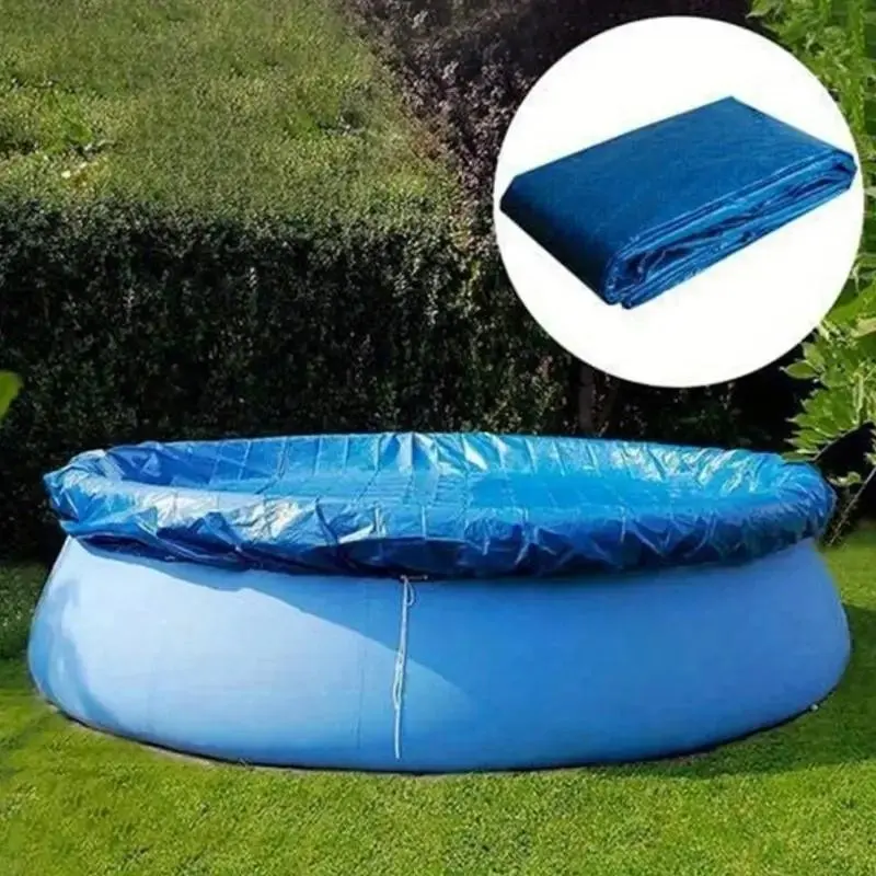 Swimming Pool Cover Pe Woven Waterproof Rainproof Dustproof Round Swimming Pool Cover, Durable Outdoor Protection Mat, Easy Installation Inflatable Swimming Pool, Outdoor Pool Accessories