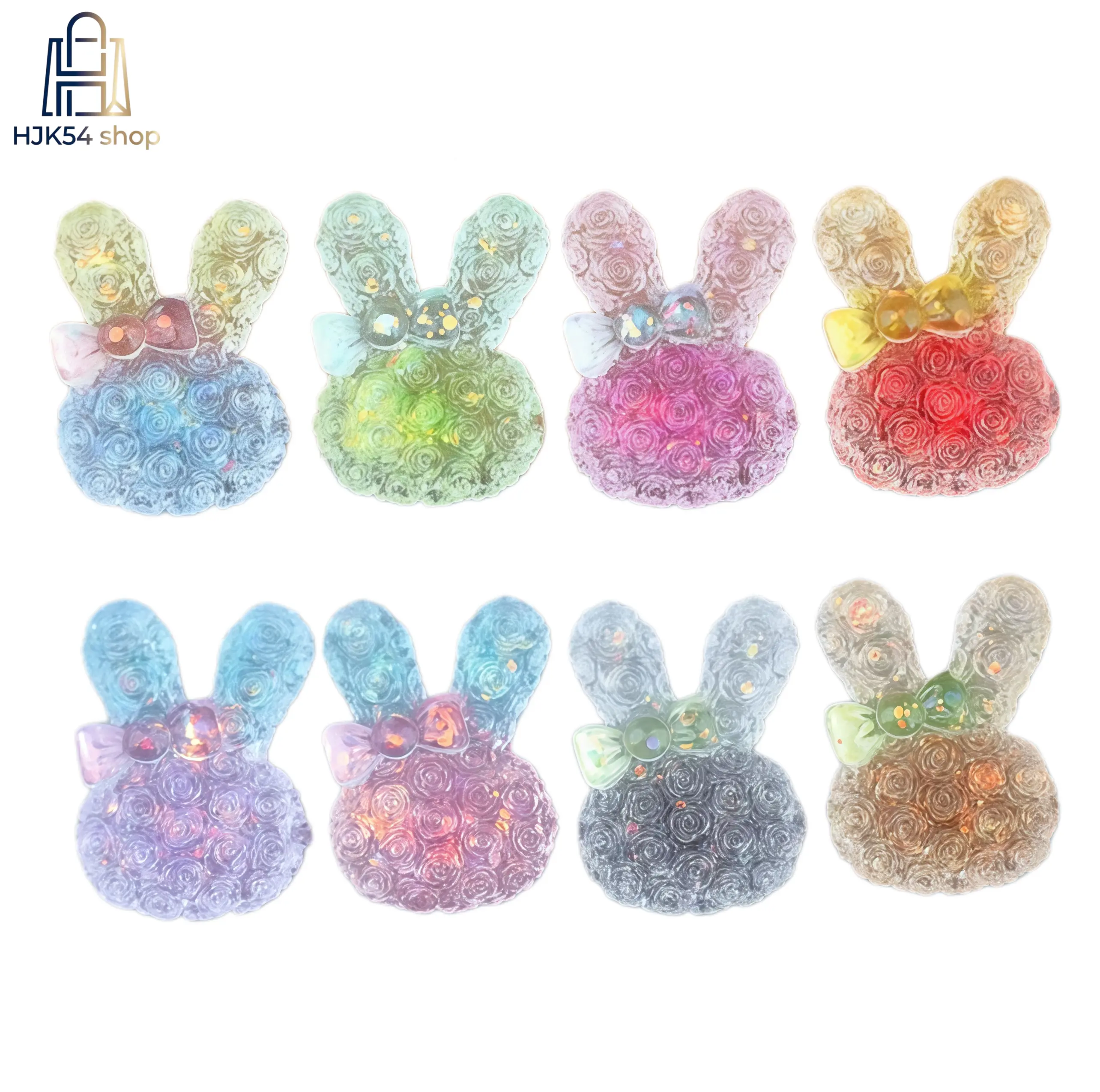 Holographic Rose Rabbit Plastic-Resin Charms, Glittered Flatback Cabochons for Craft Enthusiasts, DIY Slime Making & Crafting Ideas, Fashion Costume Jewelry Hair Accessories, Scrapbooking, Character Bead Charms & Pendants