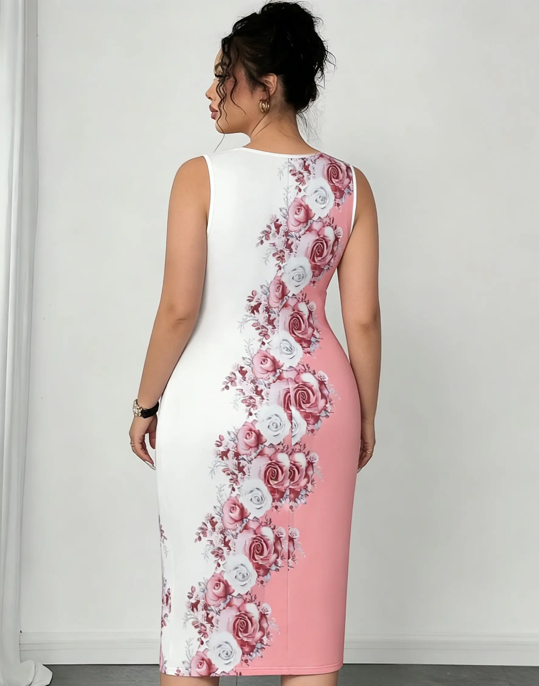 bodycon guest wedding dress Sophia Sleeveless Midi Dress M / Black main image 1