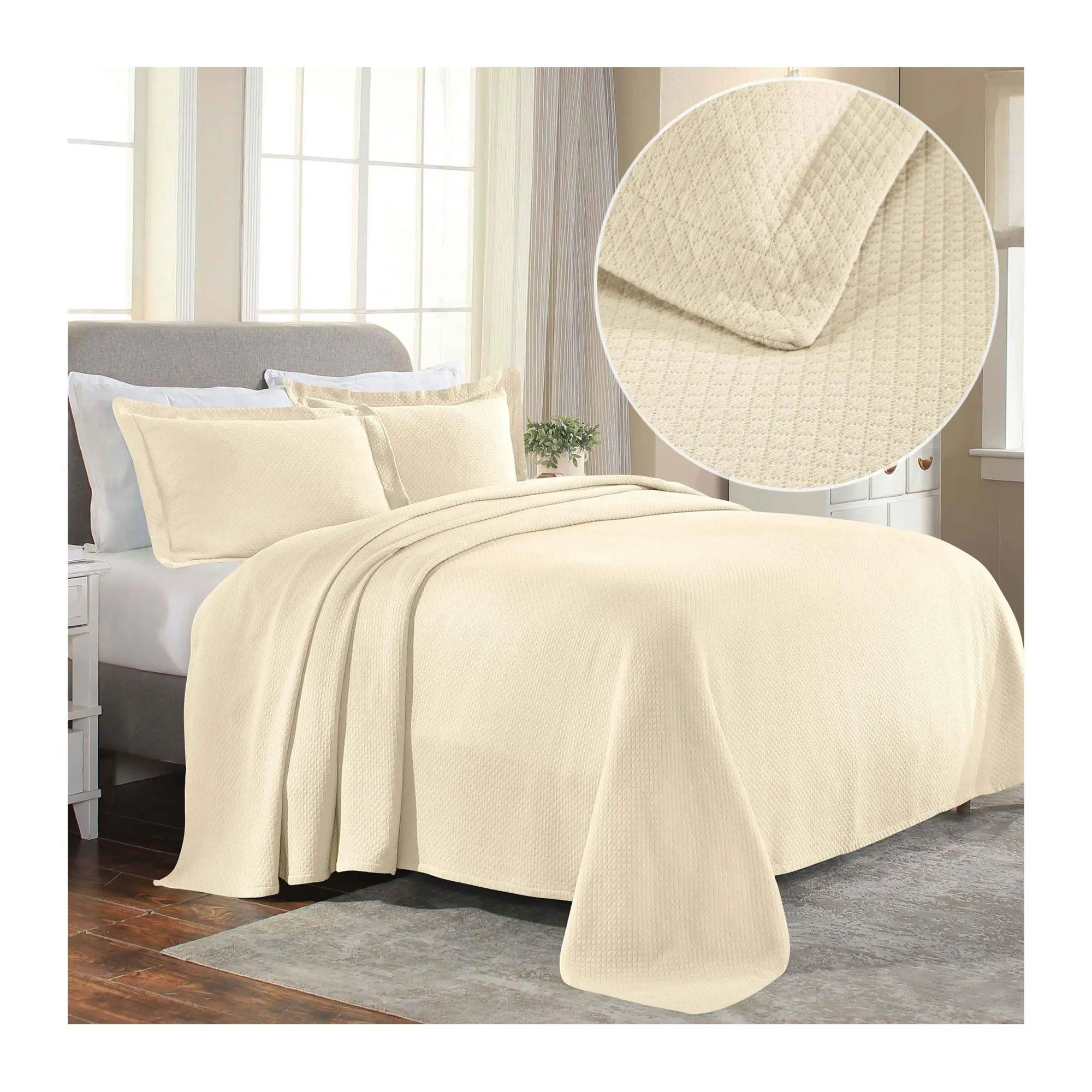 Superior Jacquard Cotton Diamond Bedspread, Quen