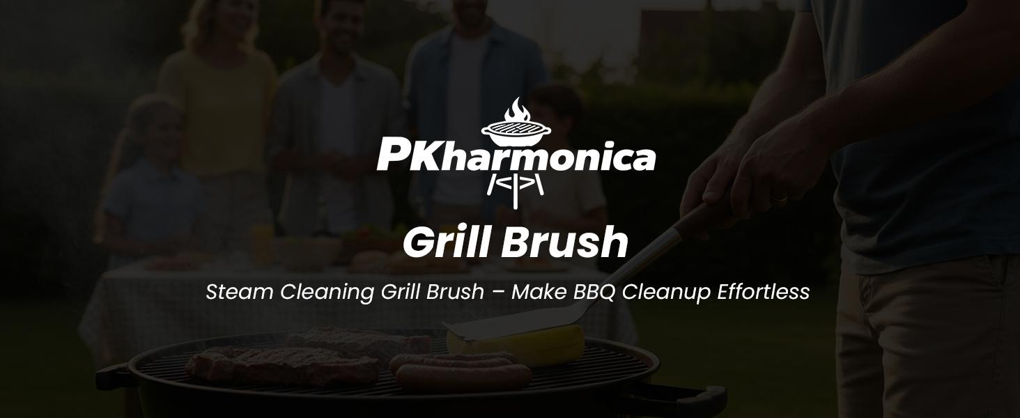 Grill Brush Bristle Free w/Replaceable Yellow Head, Enamel Safe, 17" Long Handle Grill Cleaner for Outdoor BBQ & Griddle, MAX Stainless Steel Scraper, Corner Reach for Cast Iron Steel